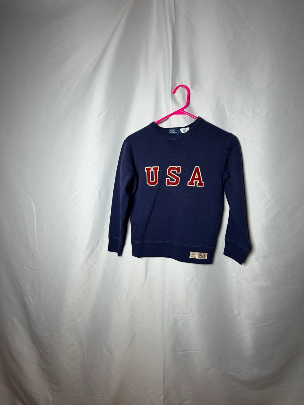 Polo by Ralph Lauren Navy Sweatshirt with Red USA Appliqué